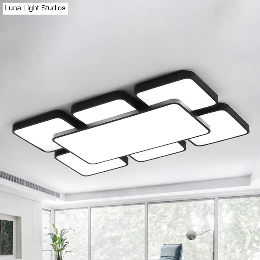 Modernist Style Flush Mount Lamp: Acrylic Shade Ceiling Light Black/White 20.5’/24.5’ 5/7 Lights