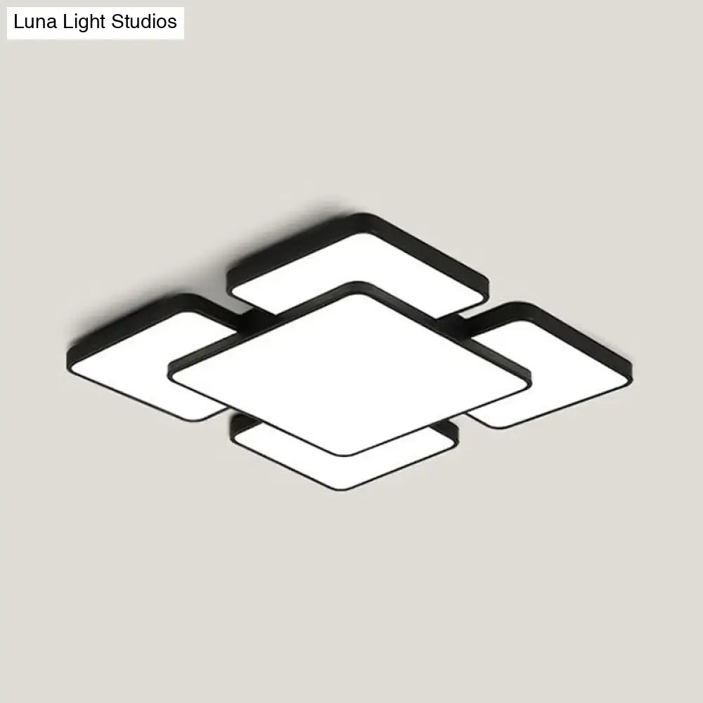 Modernist Style Flush Mount Lamp: Acrylic Shade Ceiling Light Black/White 20.5’/24.5’ 5/7 Lights