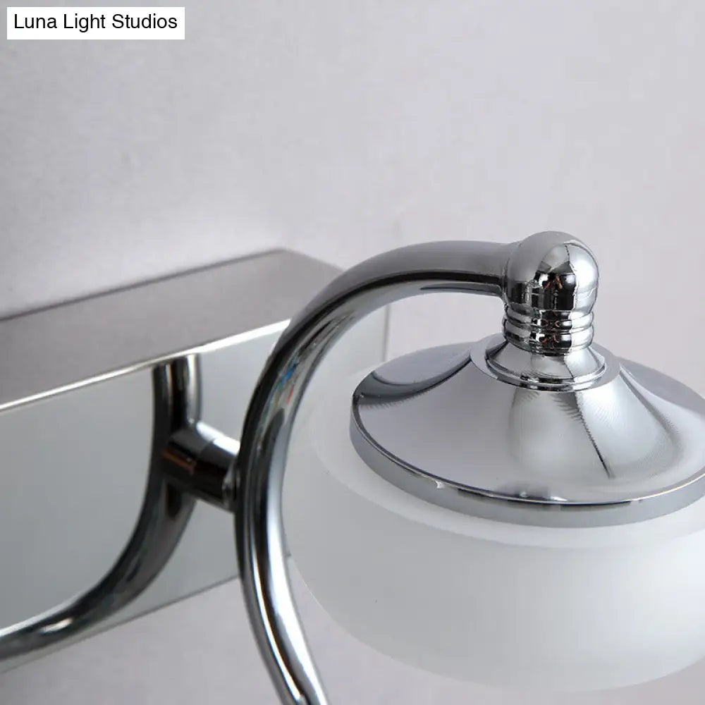 Modernist Style Silver Wall Lamp With Round Frosted Acrylic Shade 2/3 Heads Warm/White Lighting -