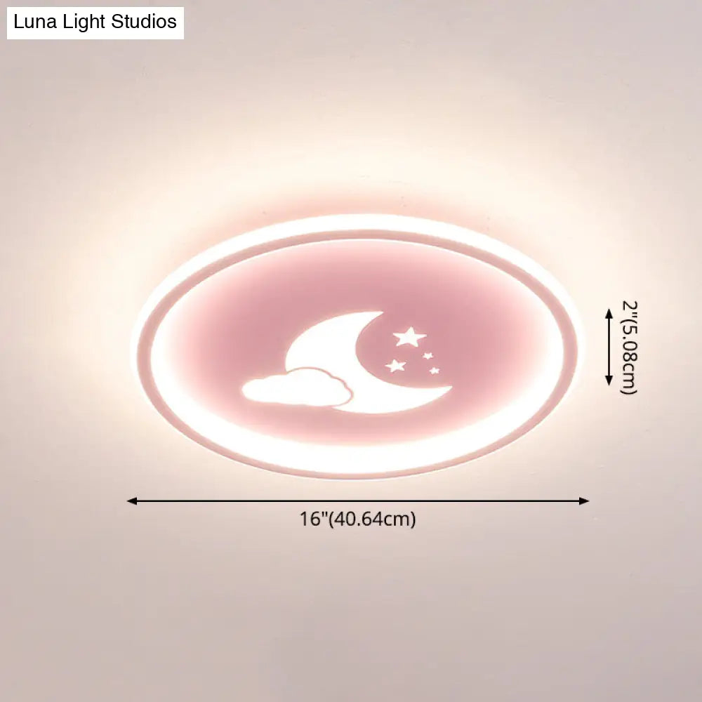 Moon And Star Flush Mount Ceiling Light For Modern Bedrooms