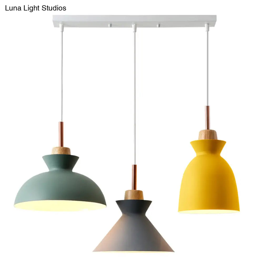 Multi-Color Macaroon Style Pendant Light With Aluminum Shade For Dining And Bedroom