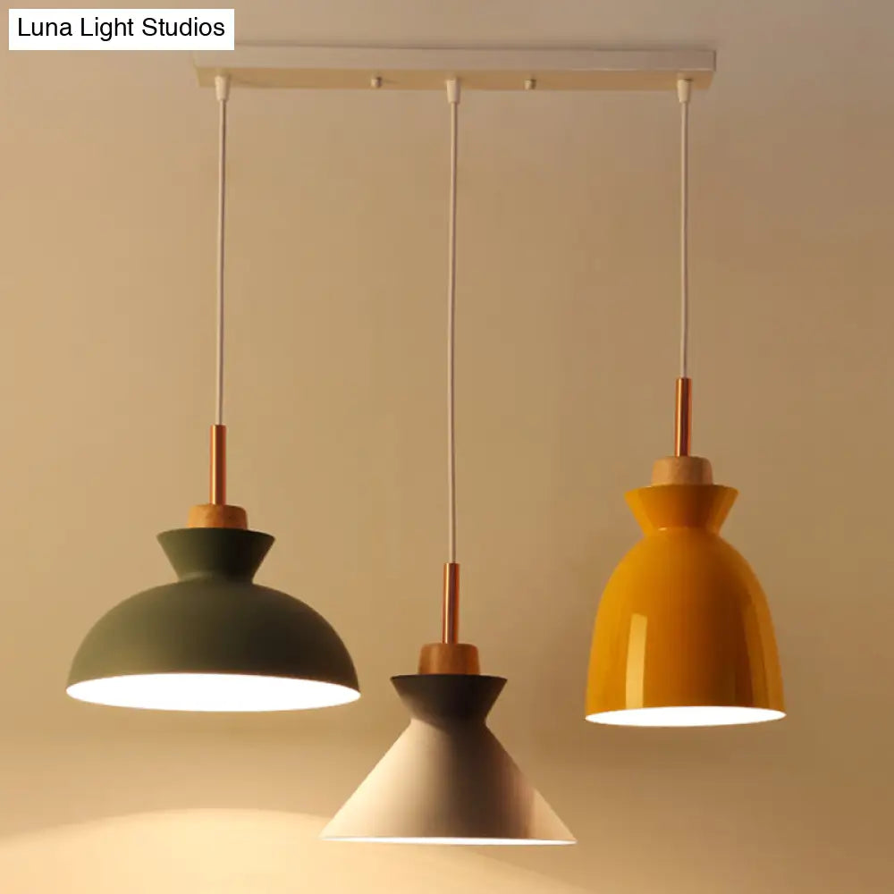 Multi-Color Macaroon Style Pendant Light With Aluminum Shade For Dining And Bedroom