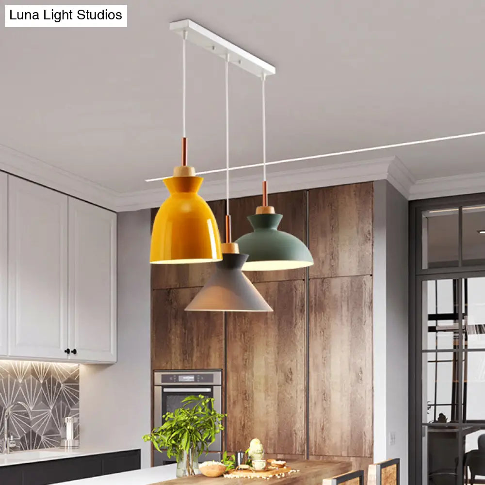 Multi-Color Macaroon Style Pendant Light With Aluminum Shade For Dining And Bedroom