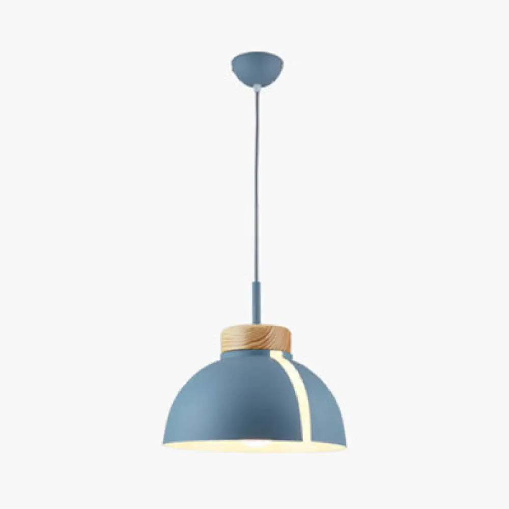 Nordic 1 Light Metal Shade Suspension Pendant - Pink/White/Black Dome Ceiling Sky Blue