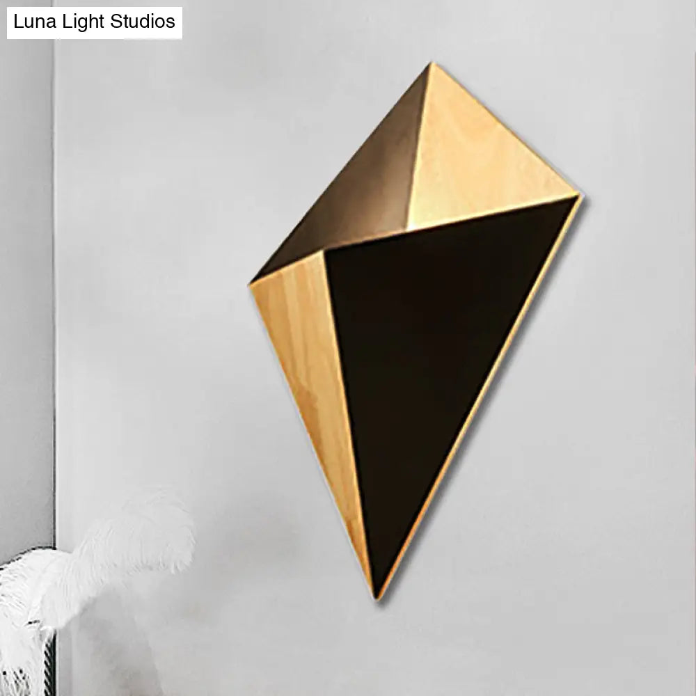 Nordic 1-Light Splicing Pyramid Wall Sconce With Adjustable Rubber Wood Shade In Black/Red/White