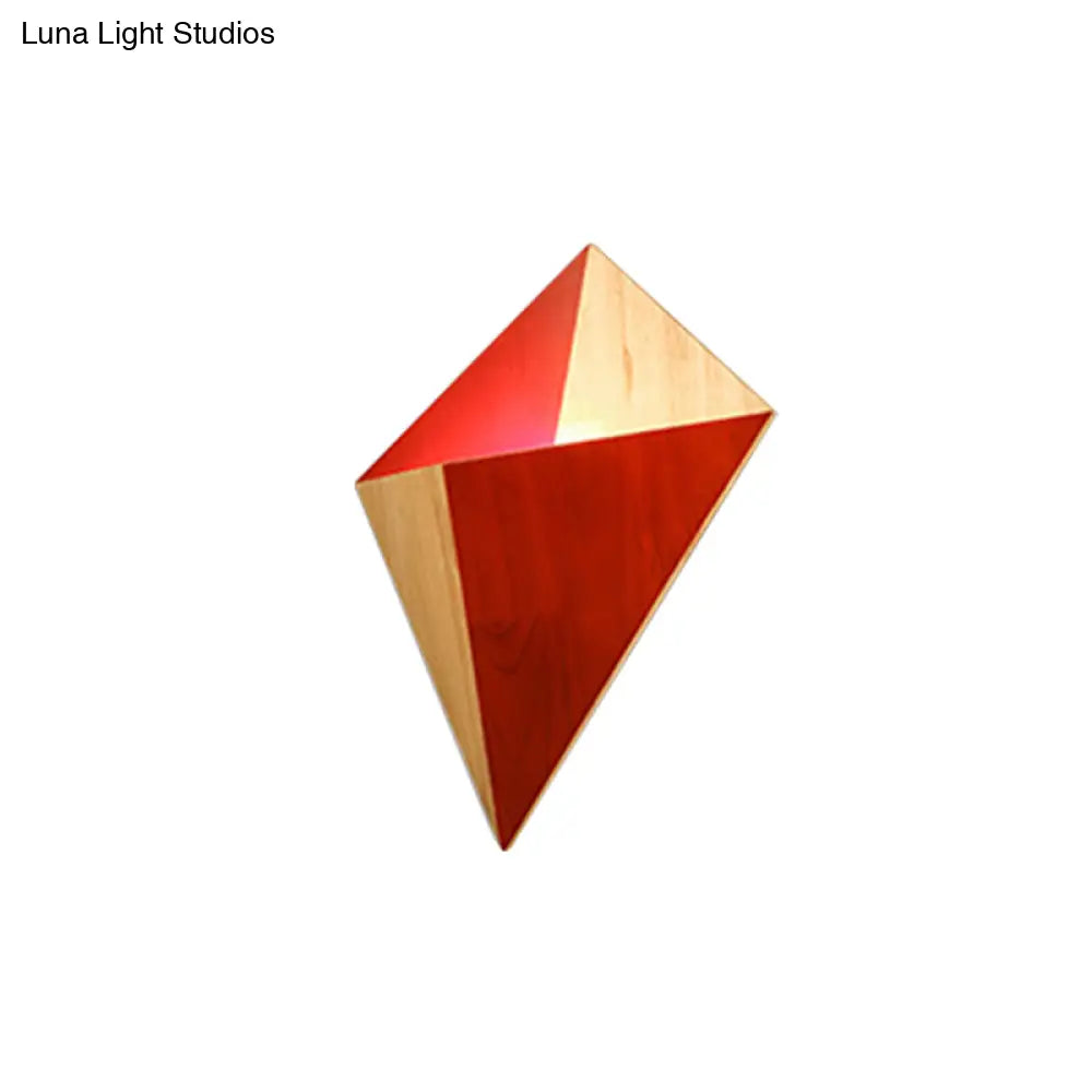 Nordic 1-Light Splicing Pyramid Wall Sconce With Adjustable Rubber Wood Shade In Black/Red/White