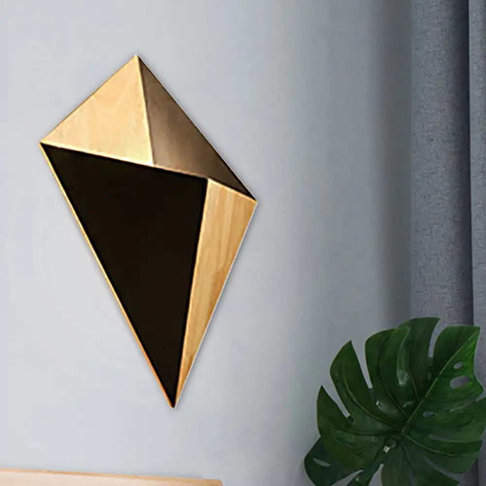 Nordic 1-Light Splicing Pyramid Wall Sconce With Adjustable Rubber Wood Shade In Black/Red/White
