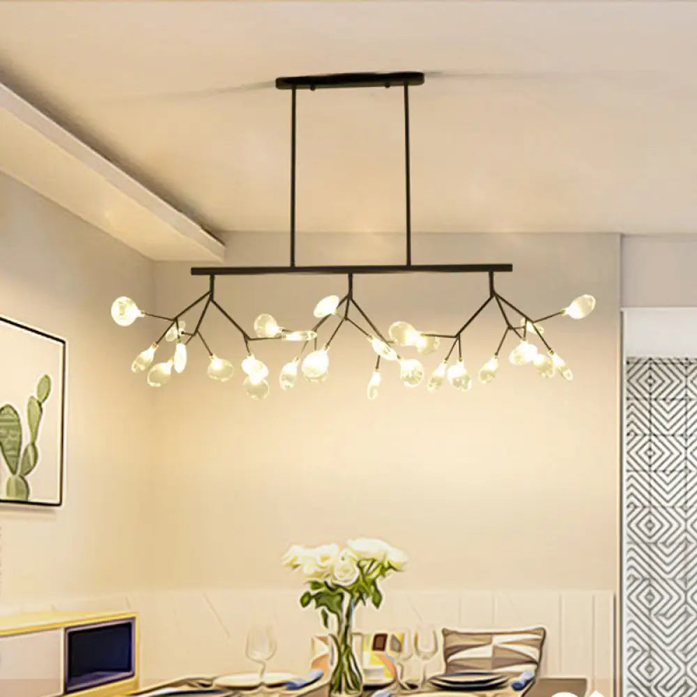 Nordic 27-Light Tree Branch Glass Pendant Lamp For Dining Room - Island Ceiling Light Black