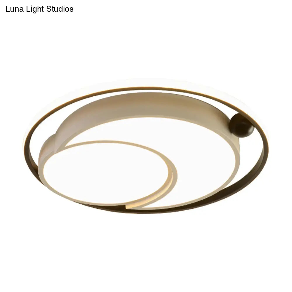 Nordic Acrylic Led Ceiling Mounted Light For Bedroom - White/Black Flush Mount Warm/White Glow
