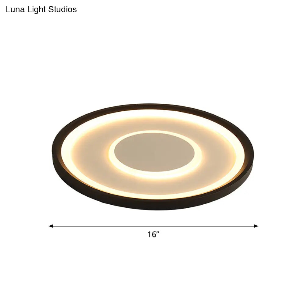 Nordic Acrylic Led Flush Ceiling Light In Black - 16’/19.5’ Width