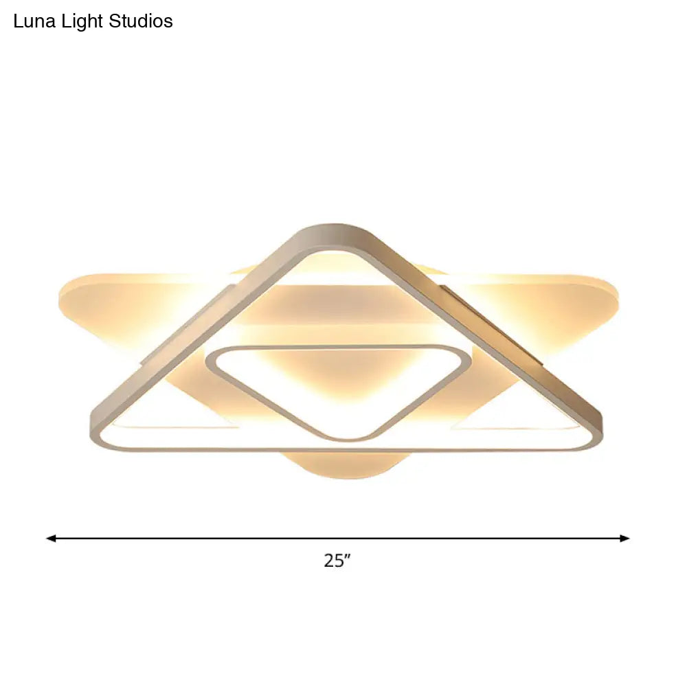 Nordic Acrylic Triangle Flush Mount Led Ceiling Light - 17’/21’/25’ Wide Warm/White
