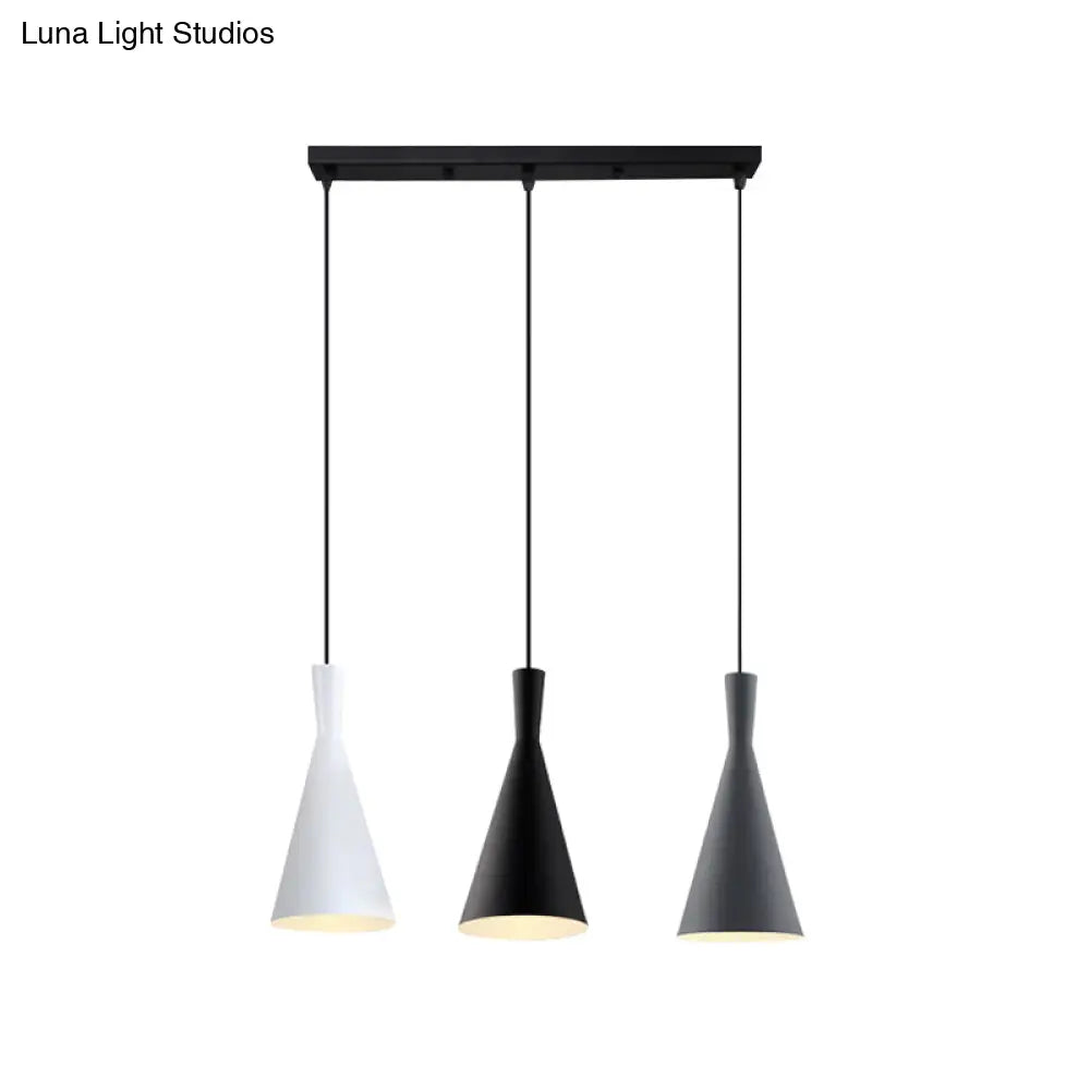 Nordic Aluminum Cluster Pendant Light With 3 Heads In Black-Grey-White Colors