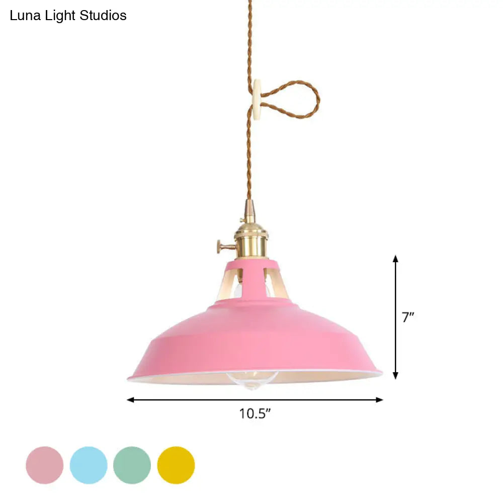 Nordic Barn-Style Pendant Light With Colorful Iron Shade – Perfect For Kitchen And Bar