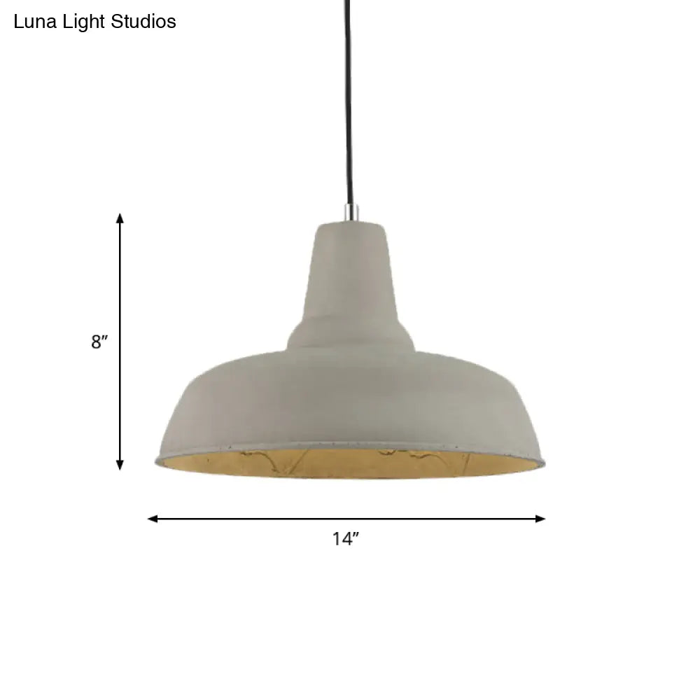 Nordic Cement 1-Head Pendant Light With Carved Interior – Barn Kitchen Bar Grey/White/Beige