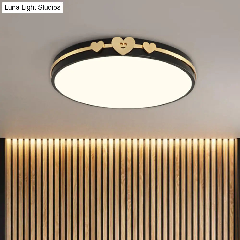 Nordic Circular Flush Lamp: Acrylic Led Bedroom Lighting In Elegant White/Black/Grey With Gold