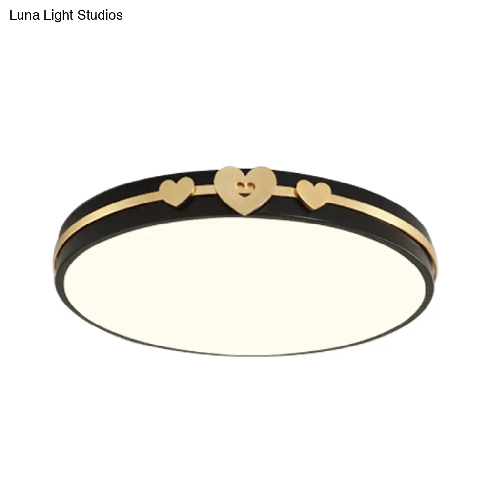 Nordic Circular Flush Lamp: Acrylic Led Bedroom Lighting In Elegant White/Black/Grey With Gold