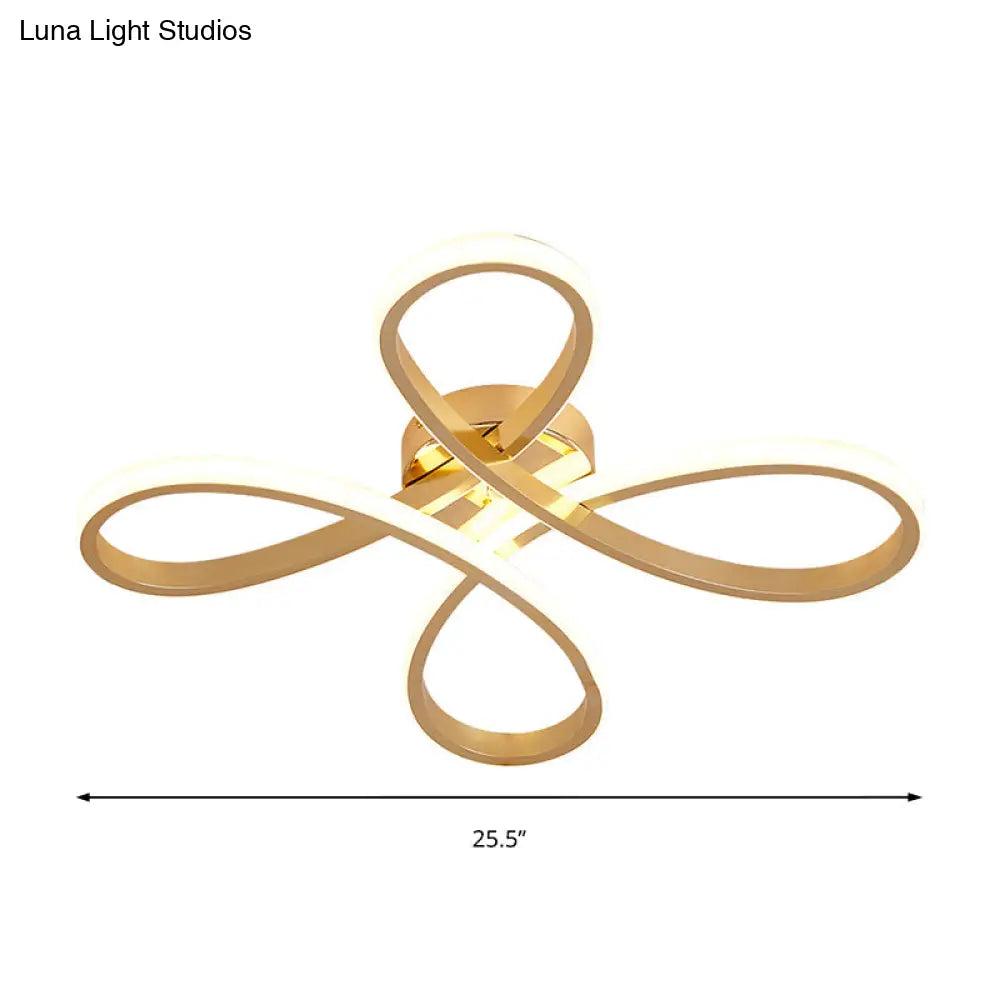 Nordic Clover Led Ceiling Flush Mount Light For Bedroom - Acrylic Gold Warm/White 21.5’/25.5’ Wide