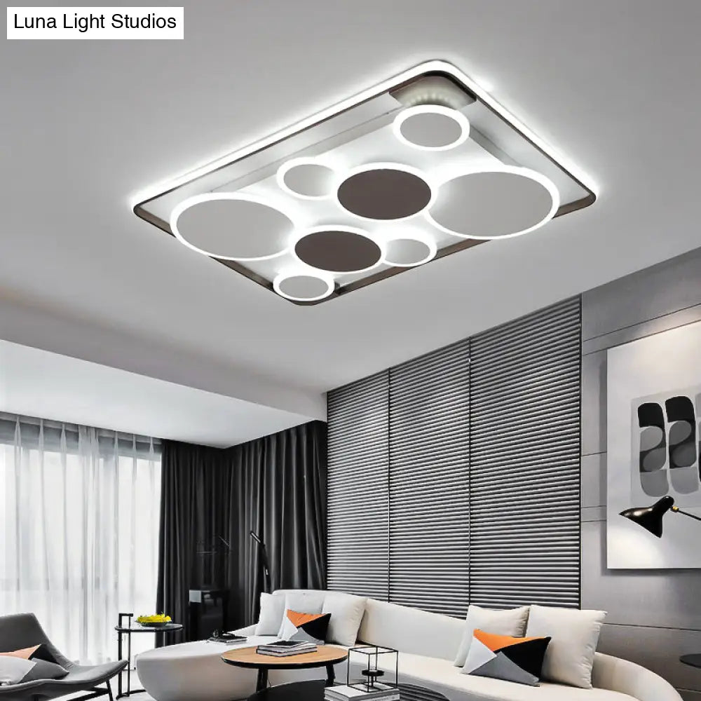 Nordic Coffee Led Flush Mount Metal Circles Ceiling Light For Living Room