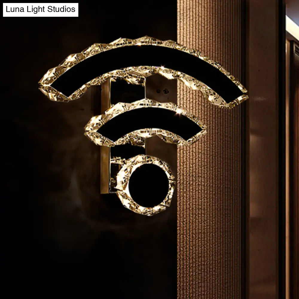 Nordic Crystal Wall Sconce With Wifi Led And Nickel Finish For Bedside Lighting In Warm/White