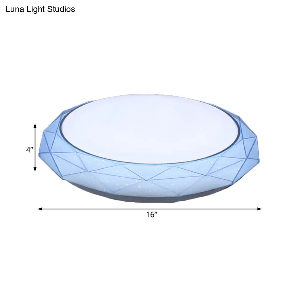 Nordic Diamond Flush Ceiling Light With Led 16’/19.5’ Diameter In White/Pink/Blue Shades