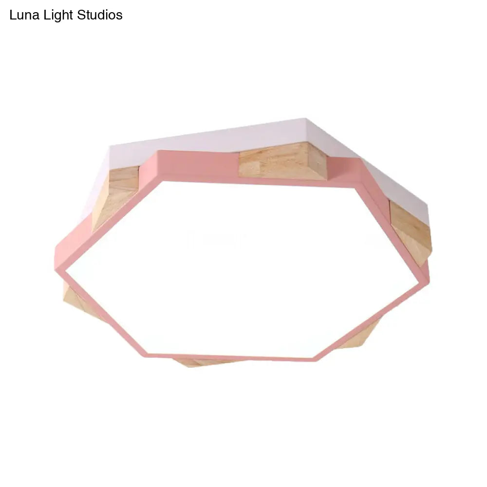 Nordic Hexagon Flush Mount Acrylic Ceiling Lamp For Study Room