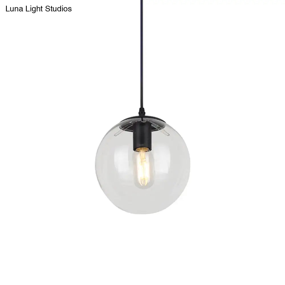Nordic Industrial Glass Pendant Light - 1-Light Globe Style For Restaurants