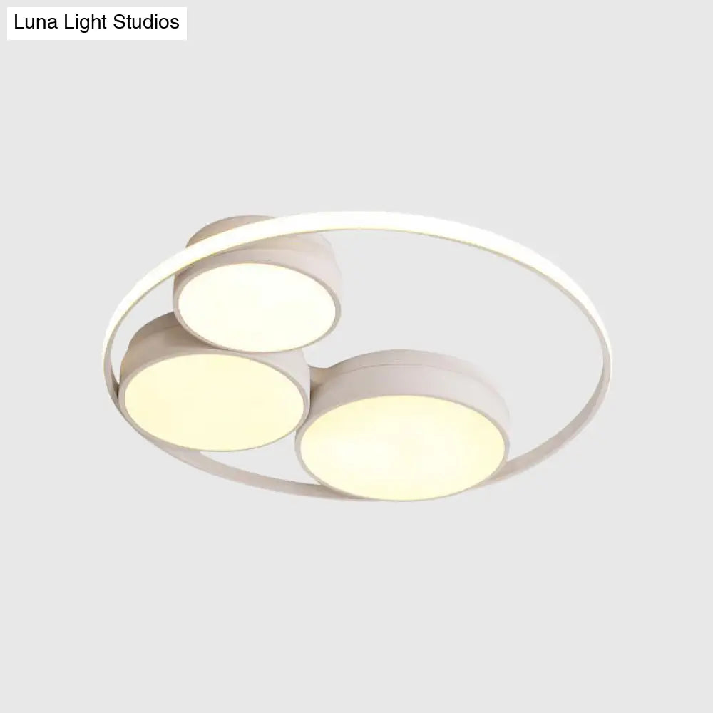 Nordic Led Flush Ceiling Light Grey/White Round Mount Bedroom Lamp - 18’/21.5’/31’ Width