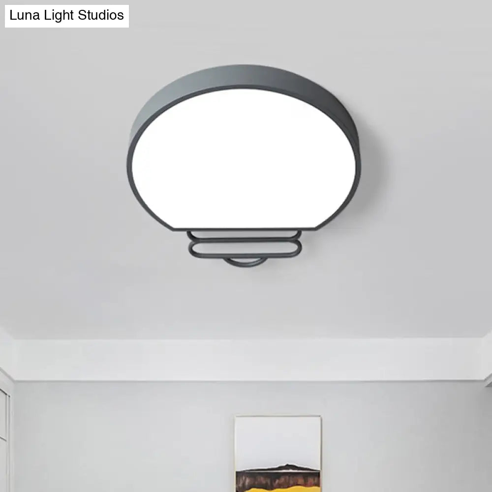 Nordic Led Flush Mount Ceiling Lamp With Acrylic Shade And White/Green/Grey Bulb Shape
