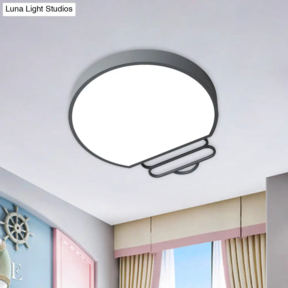 Nordic Led Flush Mount Ceiling Lamp With Acrylic Shade And White/Green/Grey Bulb Shape