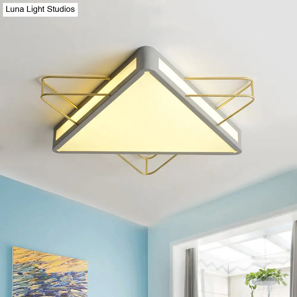 Nordic Metal Black/Grey Flush Mount Light With Acrylic Diffuser – Star/Triangle Design
