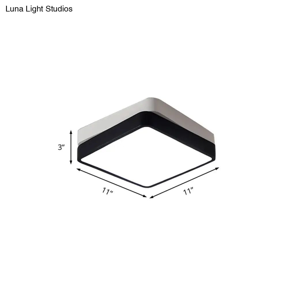 Nordic Metal Led Ceiling Light For Bedroom - Flush Mount Warm/White Square/Rectangular Shape