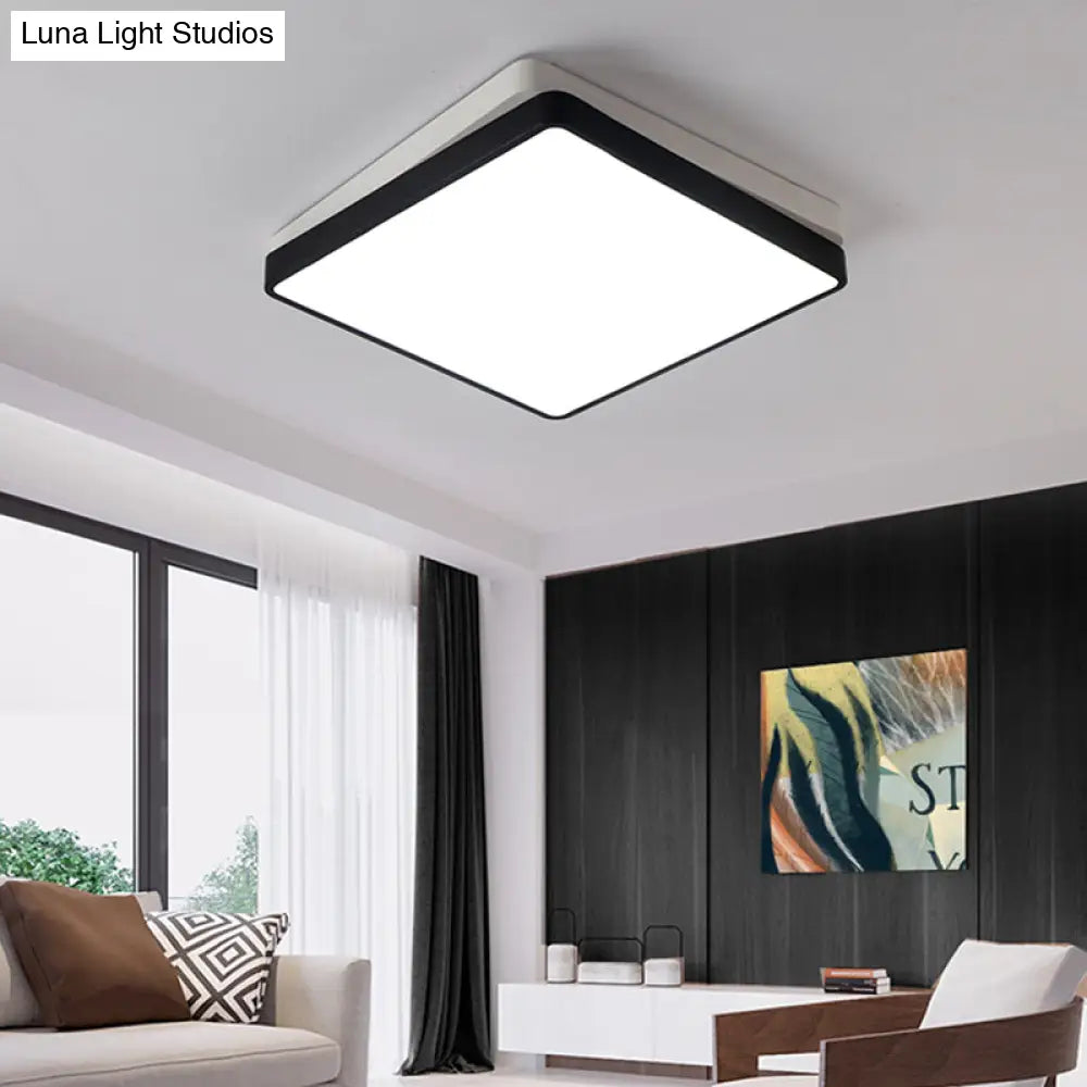 Nordic Metal Led Ceiling Light For Bedroom - Flush Mount Warm/White Square/Rectangular Shape