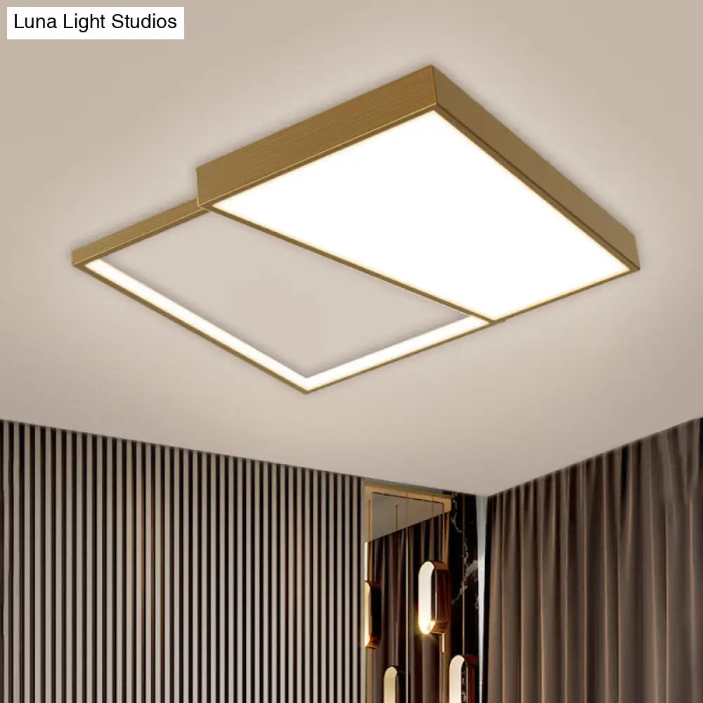 Nordic Metal Led Geometry Ceiling Light - Gold Flushmount 16.5’/20.5’ Wide