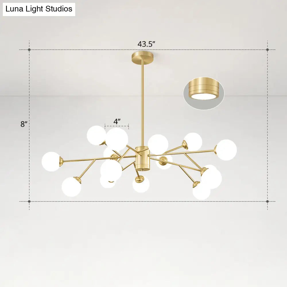 Nordic Milky Glass Chandelier Gold Suspension Light For Living Room