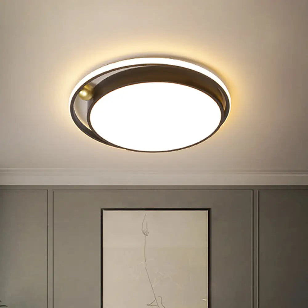 Nordic Round Acrylic Flush Mount Led Light Fixture - 16/19.5 Wide Black For Bedroom
