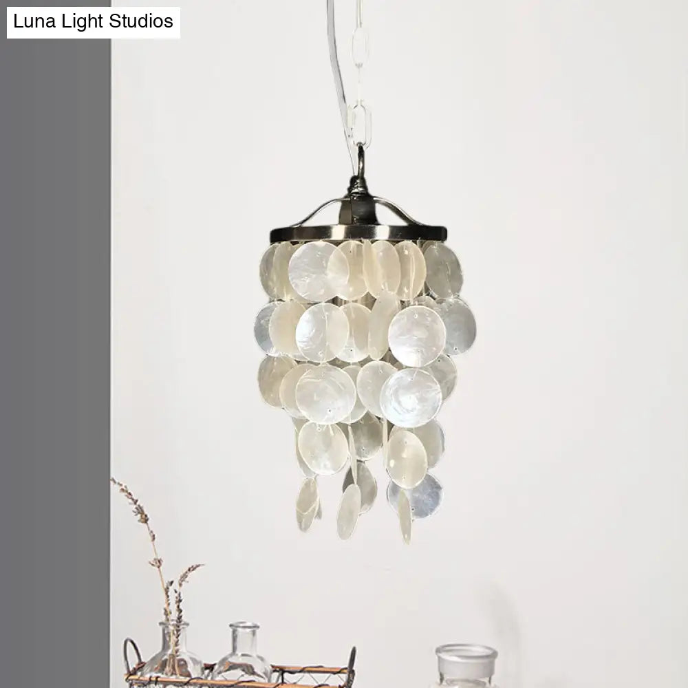 Nordic Shell Wind Chime Pendant Light - Elegant White Ceiling For Living Room