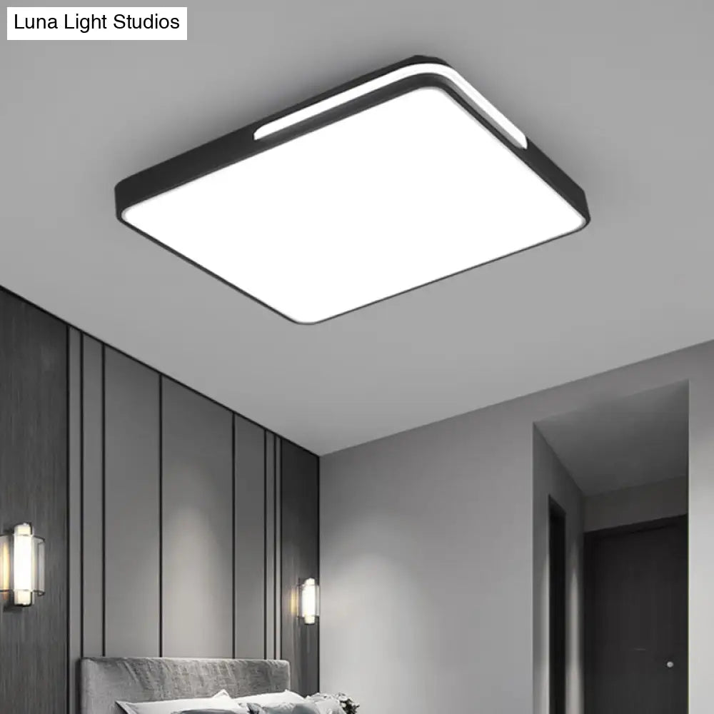 Nordic Square Flush Mount Led Ceiling Lamp For Bedroom - Acrylic Black