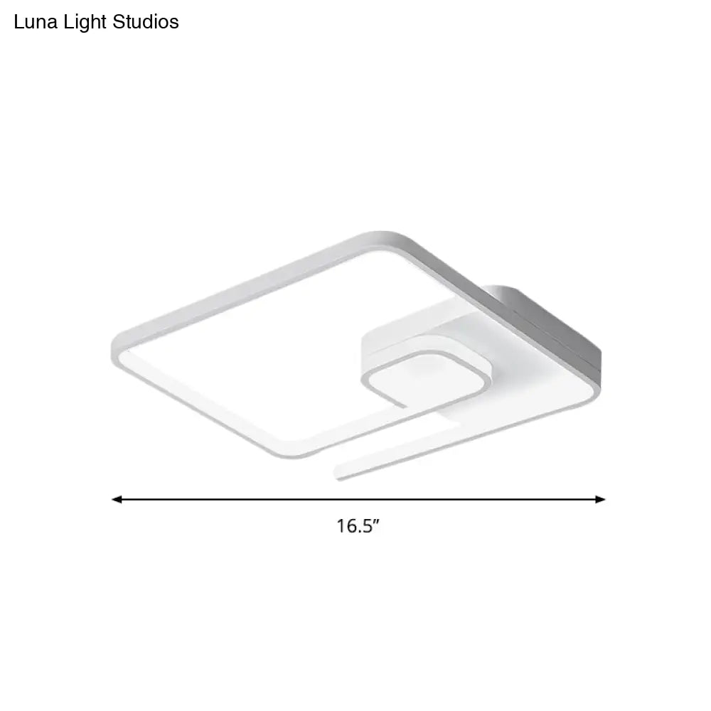 Nordic Squared Flush Lighting Slim Acrylic Led Ceiling Mount - 16.5’/20.5’ W White/Black
