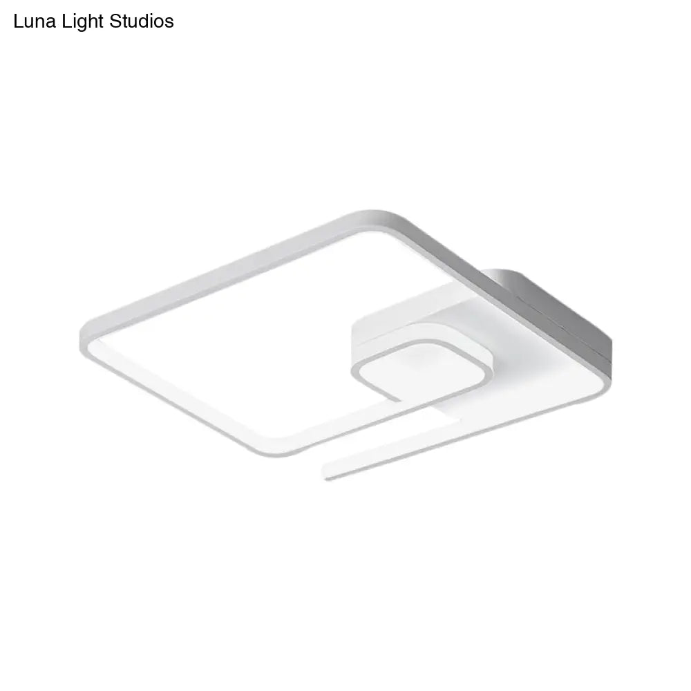 Nordic Squared Flush Lighting Slim Acrylic Led Ceiling Mount - 16.5’/20.5’ W White/Black