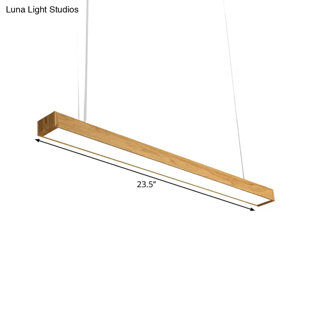 Nordic Style Aluminum Linear Pendant Lamp - 23.5’/47’/71’ Long Led Ceiling Hang Light In Wood