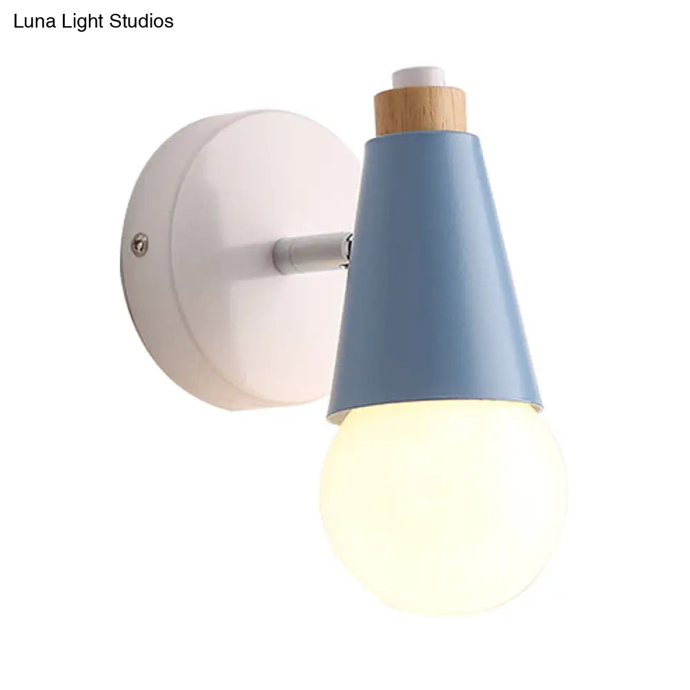 Nordic Style Bedside Wall Light With Rotatable Metal Cone