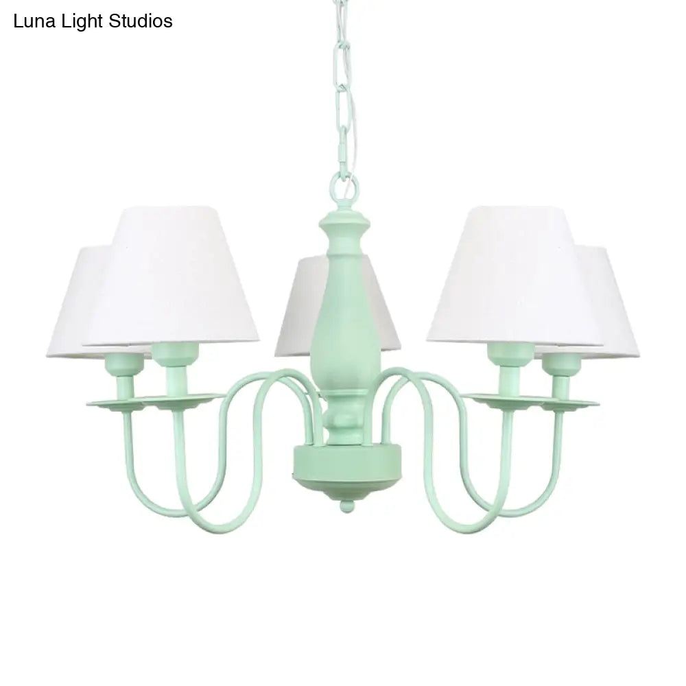 Nordic Style Fabric Shade Suspension Light Chandelier - 5 Lights Ideal For Living Room