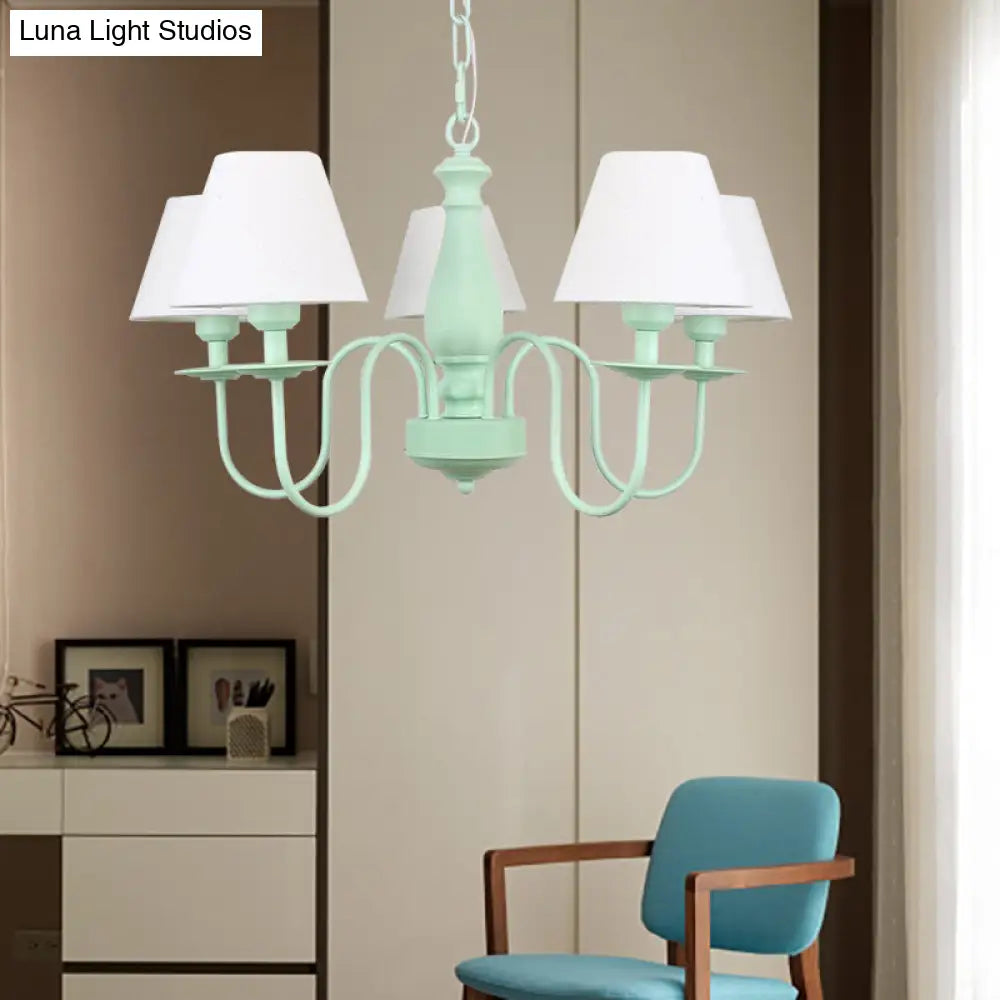 Nordic Style Fabric Shade Suspension Light Chandelier - 5 Lights Ideal For Living Room