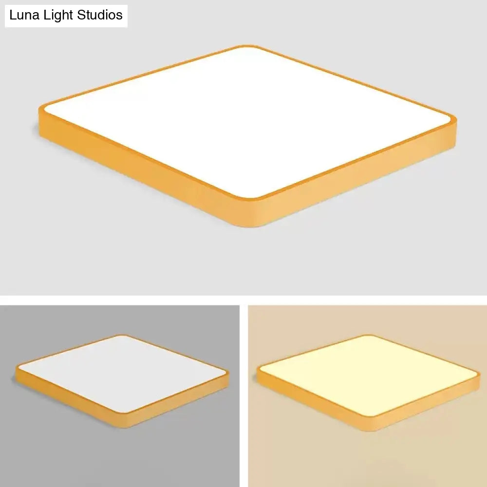 Nordic Style Led Ceiling Lamp - Slim Square Flush Mount For Offices & Hallways