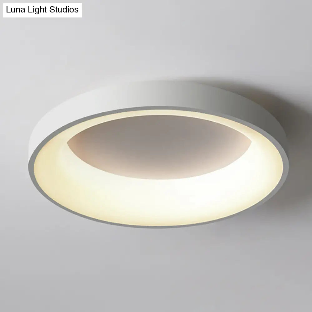 Nordic Style Led Flush Mount Ceiling Lamp - Metal Circular Light For Bedroom