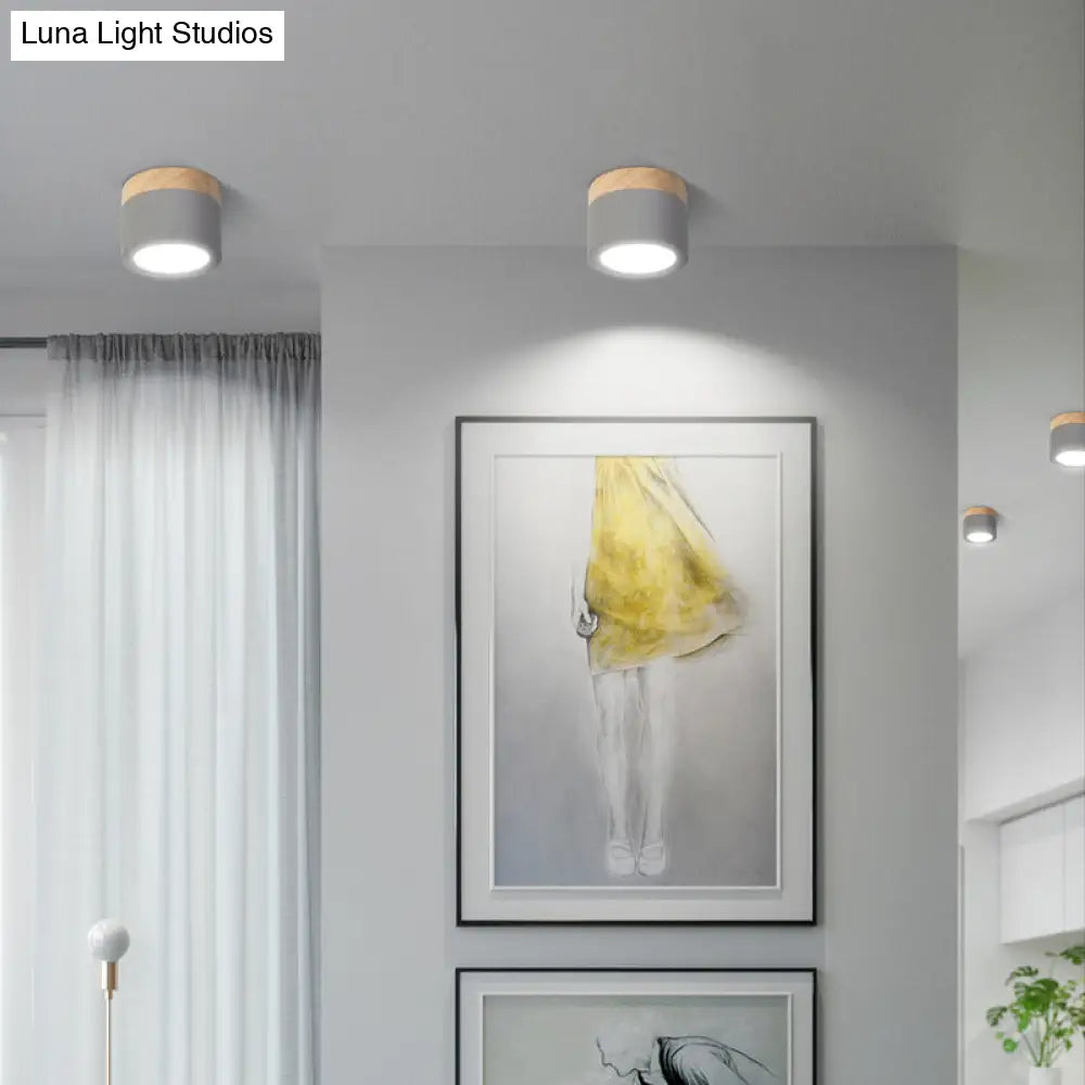 Nordic Style Led Metal Cylinder Flush Mount Ceiling Light