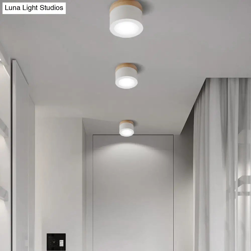 Nordic Style Led Metal Cylinder Flush Mount Ceiling Light