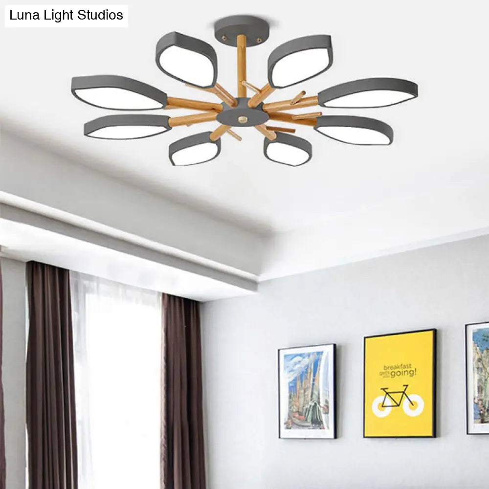 Nordic Style Macaron Chandelier: Leaf Acrylic Shade Hanging Light For Living Room