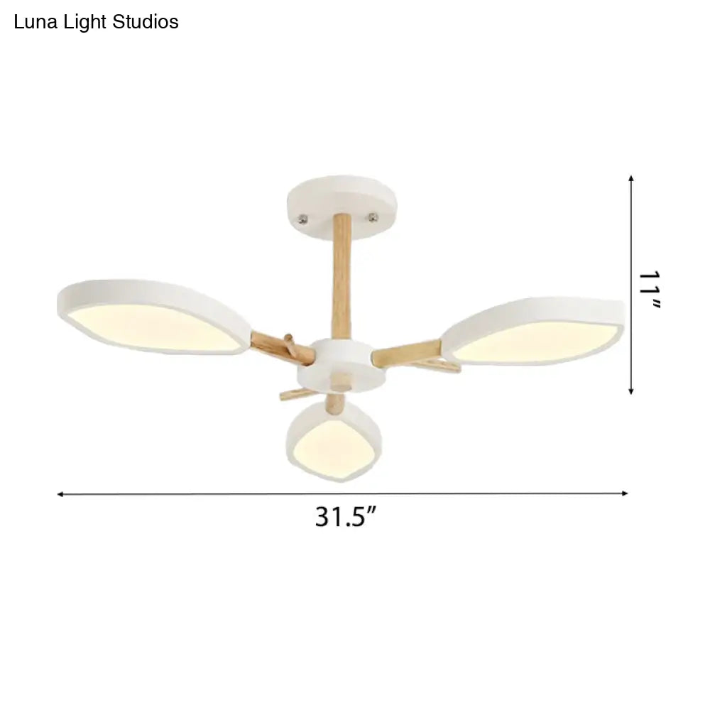 Nordic Style Macaron Chandelier: Leaf Acrylic Shade Hanging Light For Living Room