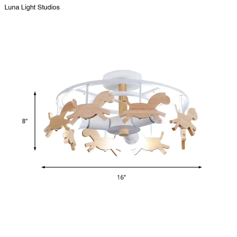 Nordic Style Merry-Go-Round Ceiling Light - 3-Light Metal Flush Lamp For Living Room